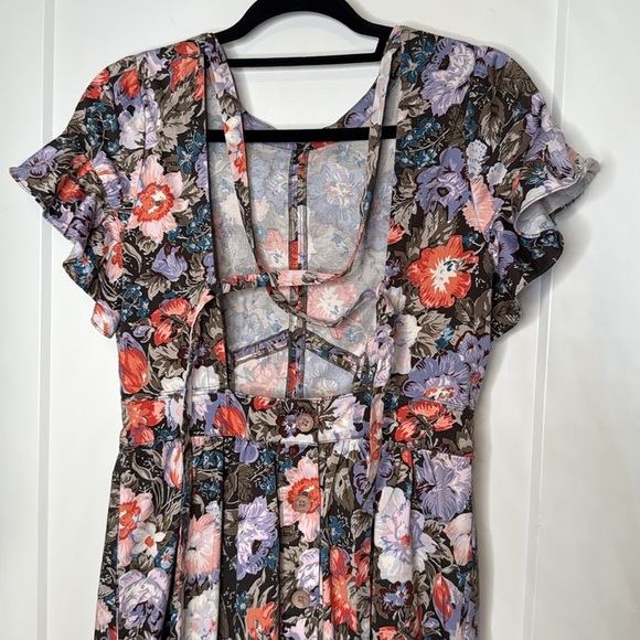 Rebecca Taylor Open Back Floral Ruffle Sleeve Penelope Dress - 6 - Picture 6 of 11